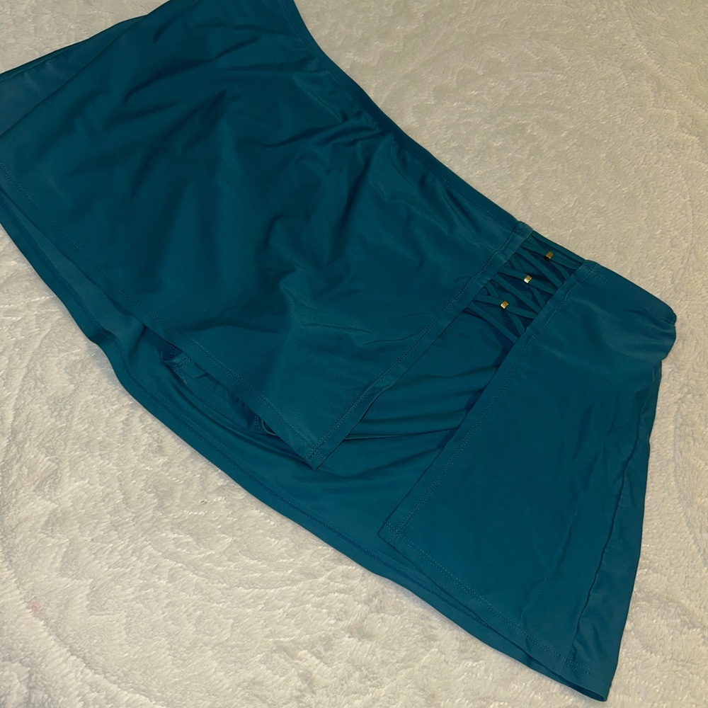 Bathing Suit Swimsuit Teal Skirt w/ Side Detail. Attached bottom.MUST BE BUNDLED